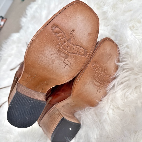 Freebird Dillion Elegant Tan Leather Heeled Boots with Side Zipper - Picture 3 of 5